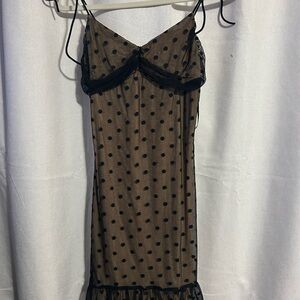 Polka Dot Slip Dress with Black Accents